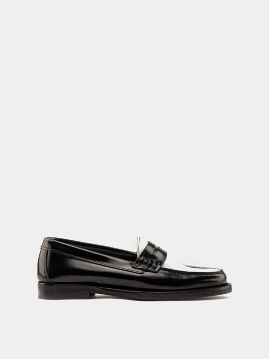 black and white loafer