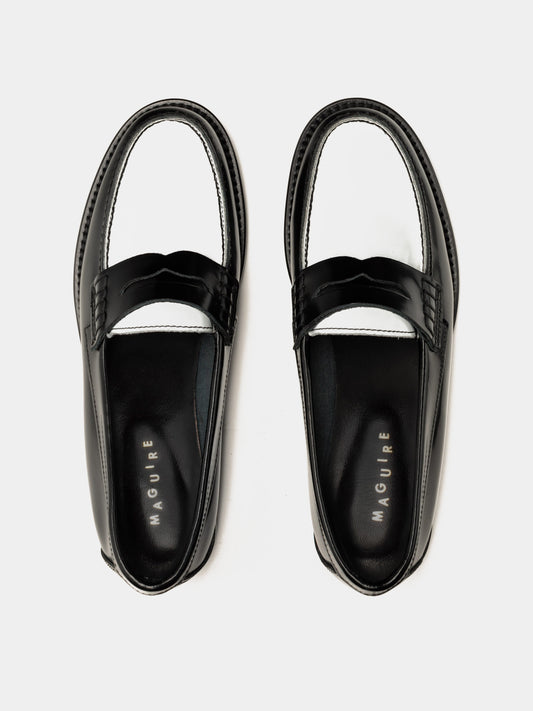 black and white loafers