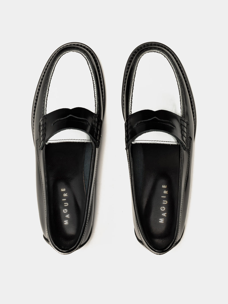 black and white loafers