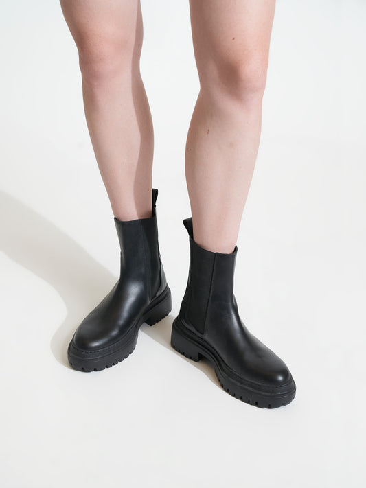 Corticella Black Leather Unlined Boot