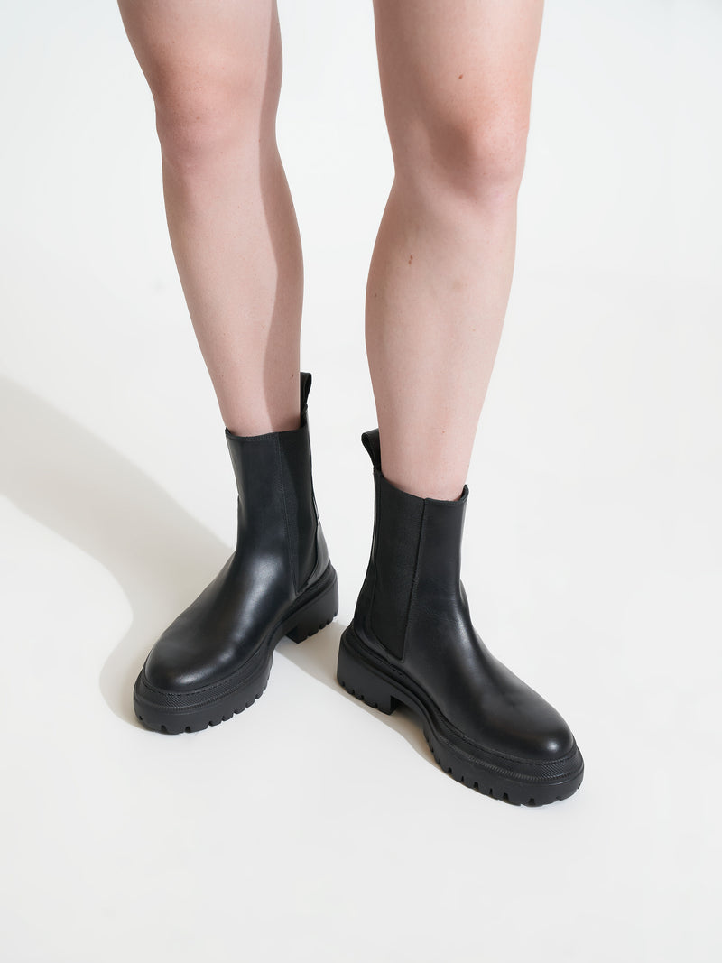 Corticella Black Leather Unlined Boot
