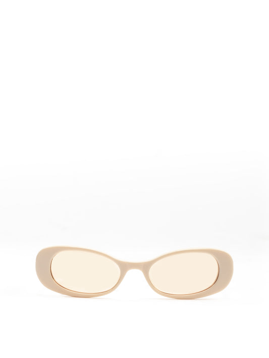 Cream oval sunglasses with cream lense