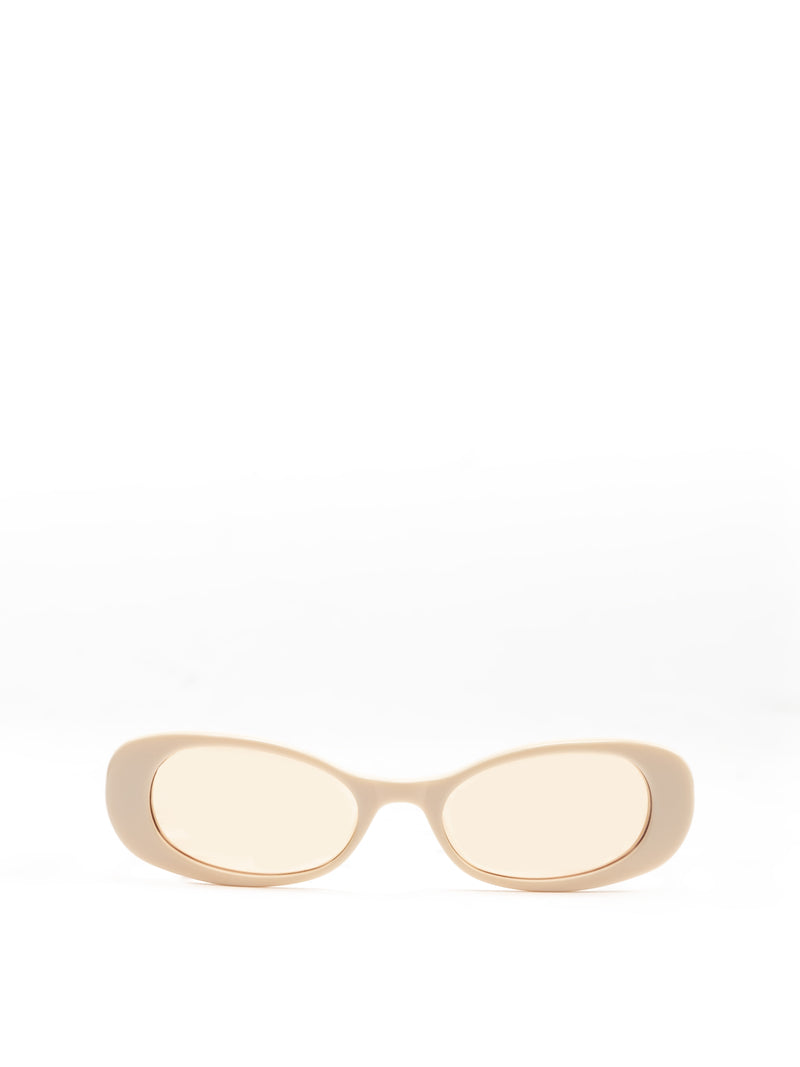 Cream oval sunglasses with cream lense