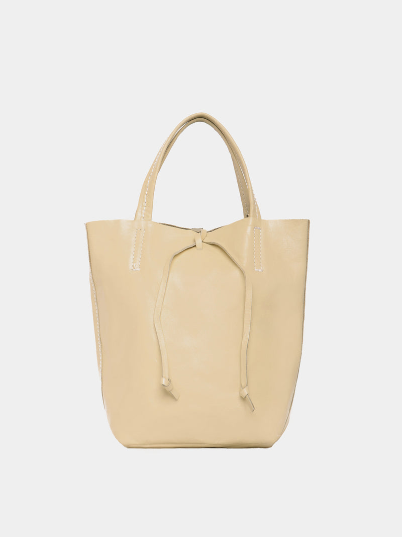 Butter coloured mini leather toate bag