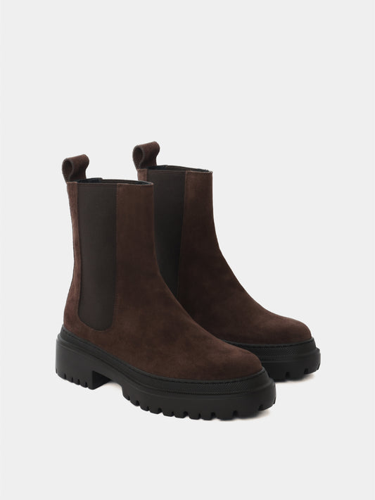 Brown suede chelsea boots 