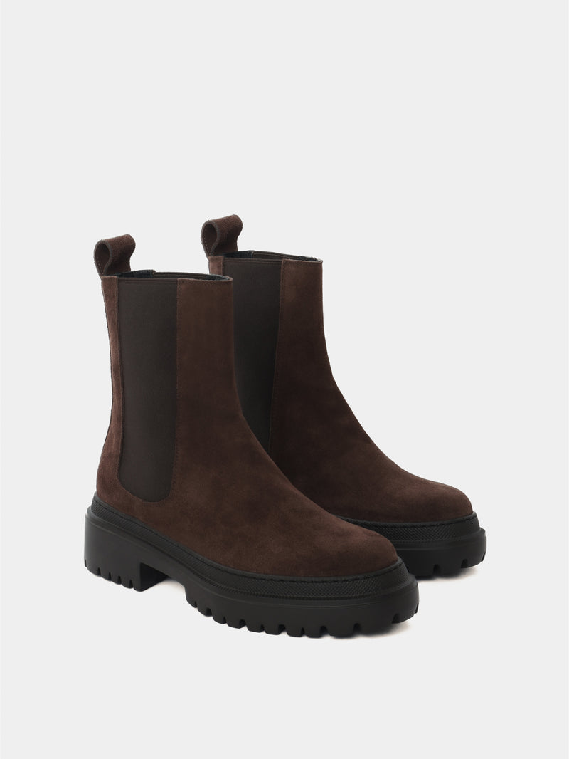 Brown suede chelsea boots 
