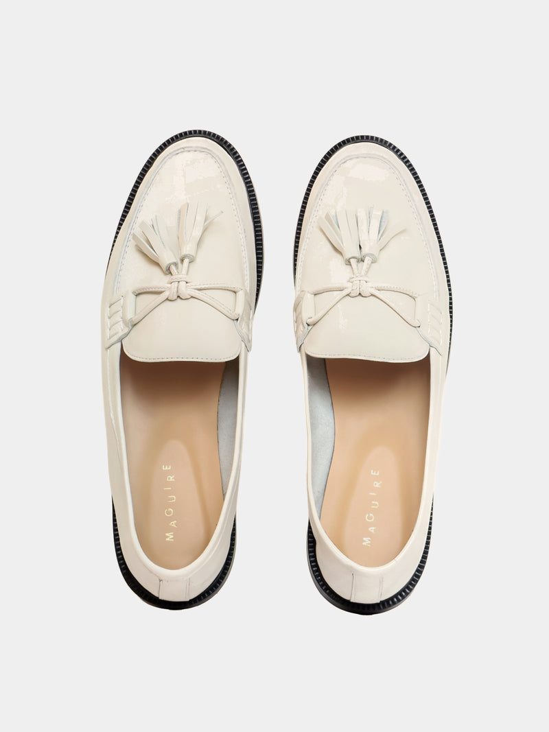 cream leather loafer with tassel