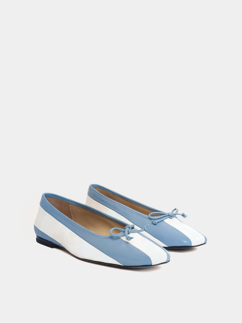 striped ballet flat blue and white