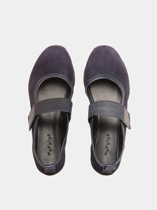 Evora Navy Suede Ballerina, top view