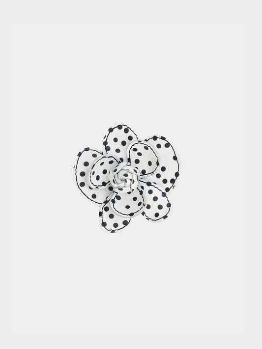 White and black polka dot flower shaped shoe clip