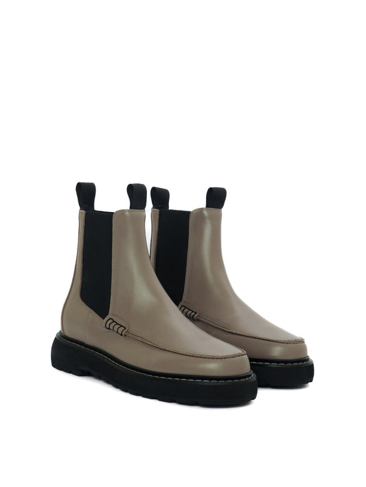 Taupe box leather chelsea boots
