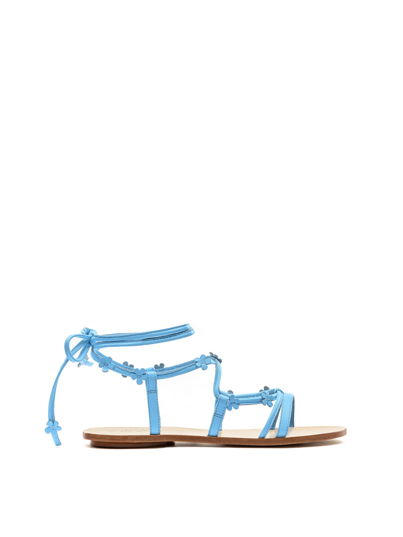 Blue strappy flat sandal
