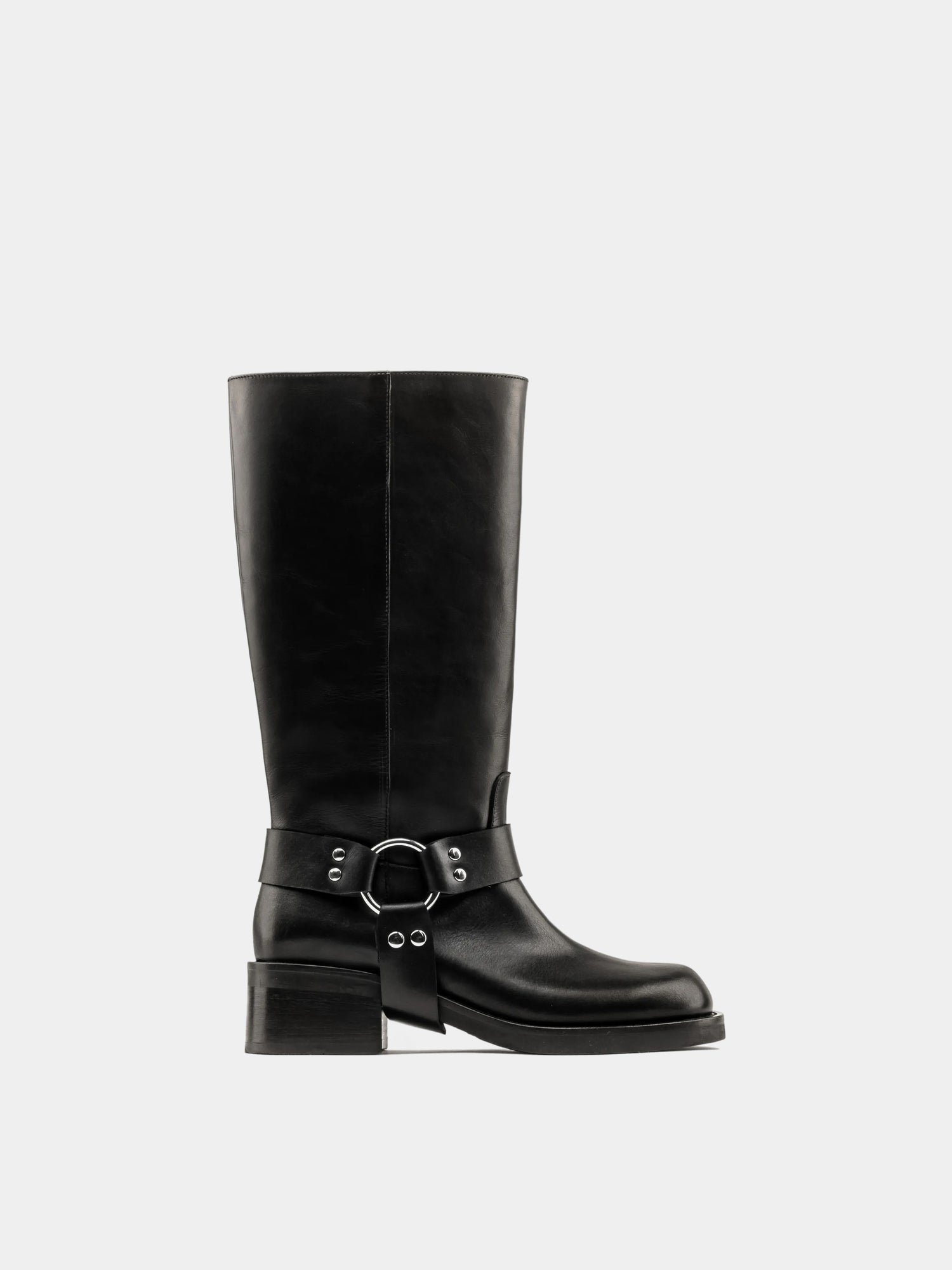 lucca black harness biker high boot
