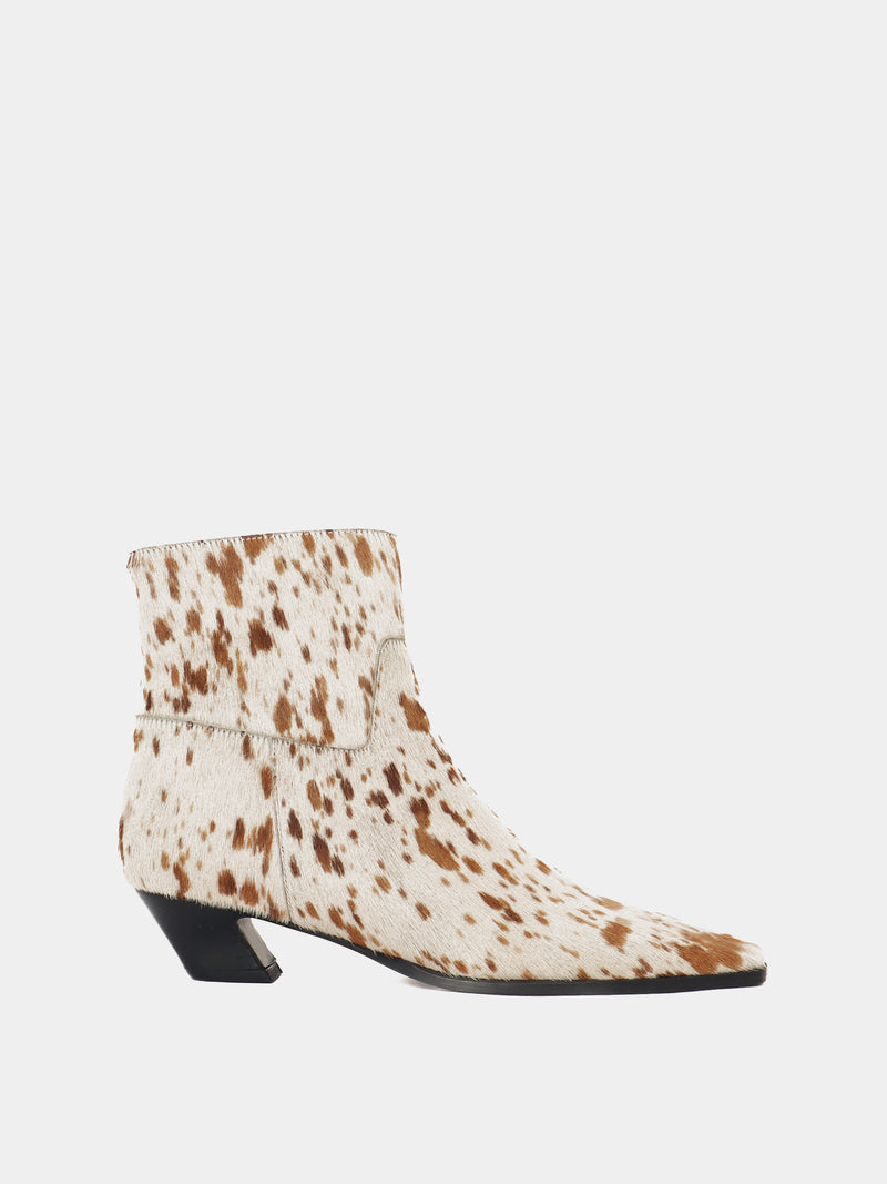 Pony hair bambi pointed-toe ankle boot
