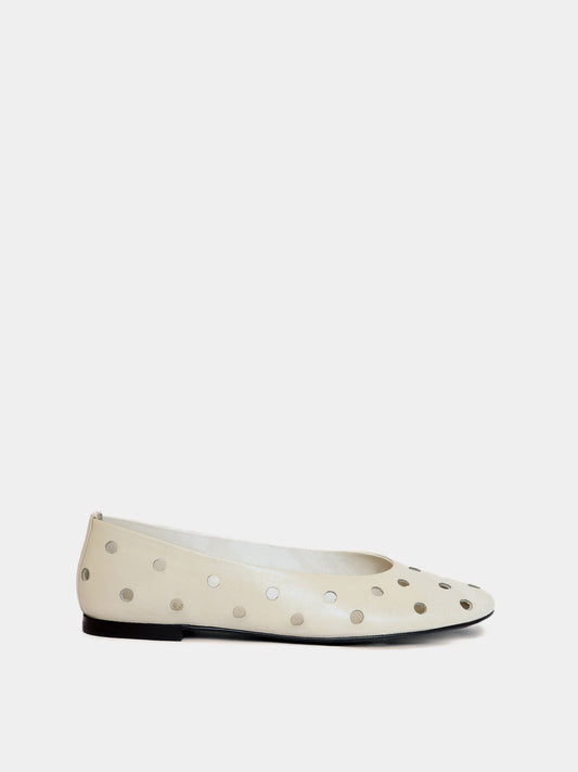 perforated cream ballet flat