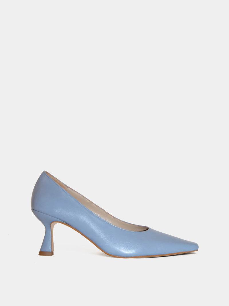 Blue leather pumps