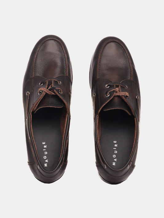 Brown leather boat shoes