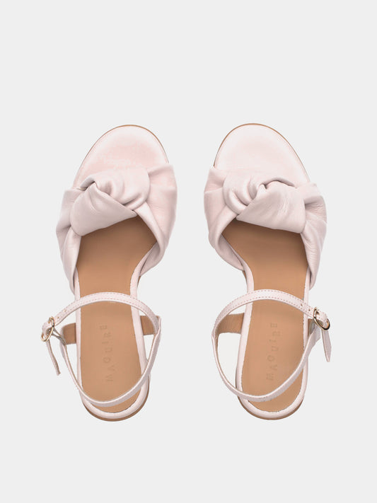 Pastel pink heel with knotted upper and ankle strap