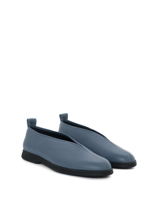 Blue slip-on leather flats