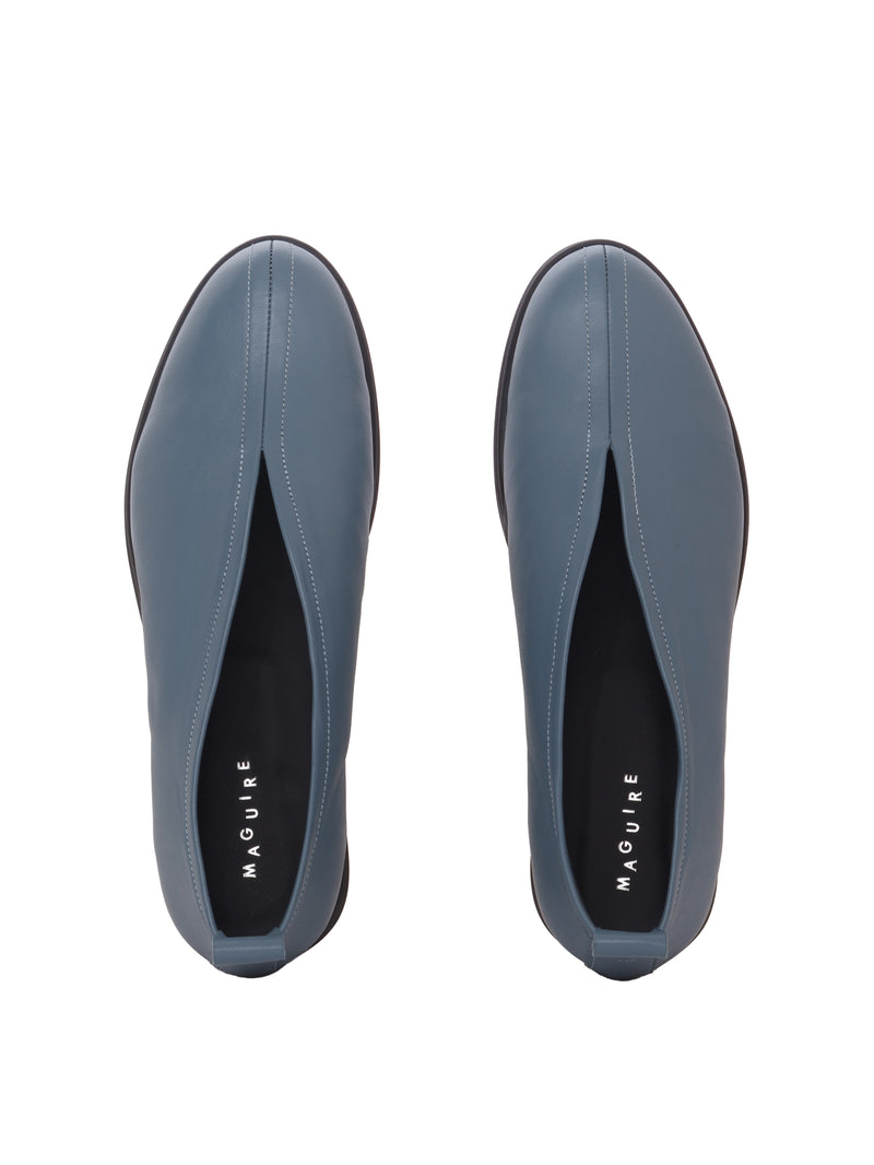 Blue slip-on leather flats