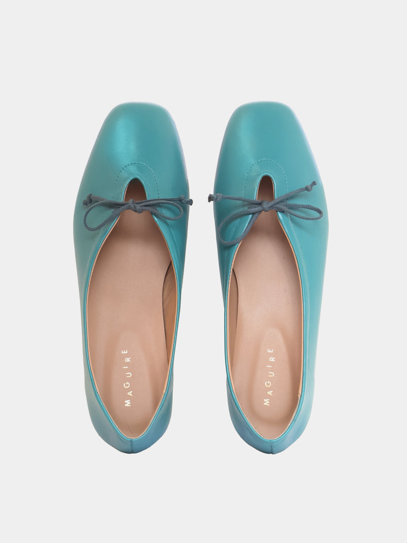 Turquoise ballet flat with small bow