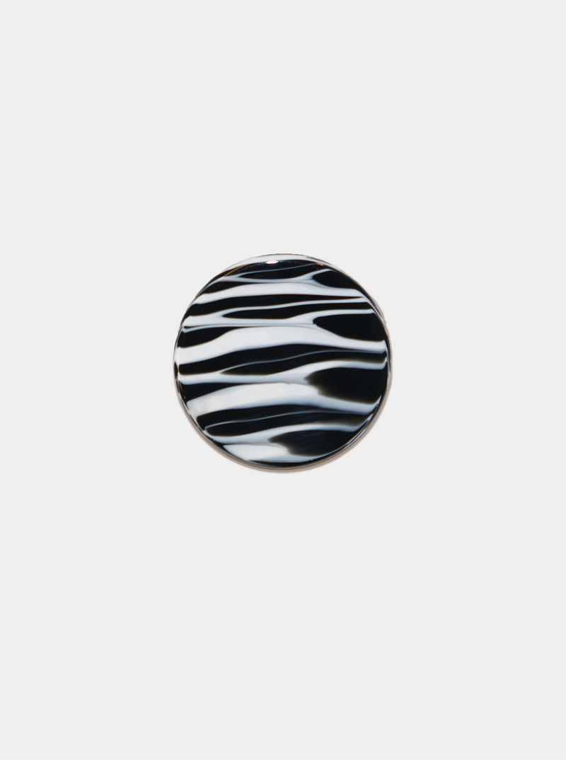 Round acetate black and white clip