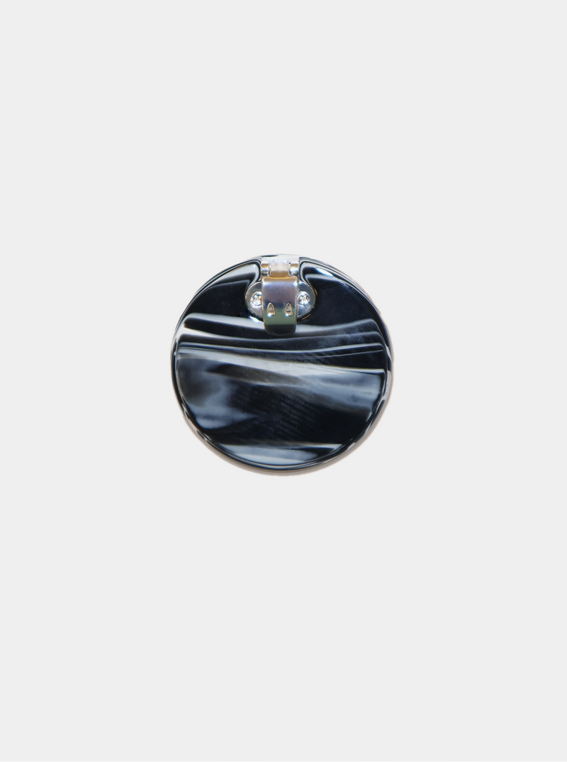 Round acetate black and white clip