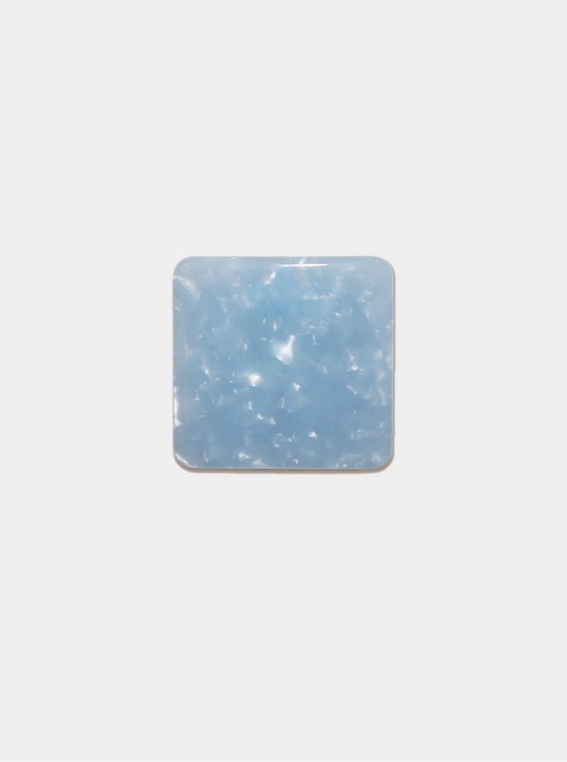 Ecom image of a square blue acetate shoe clip