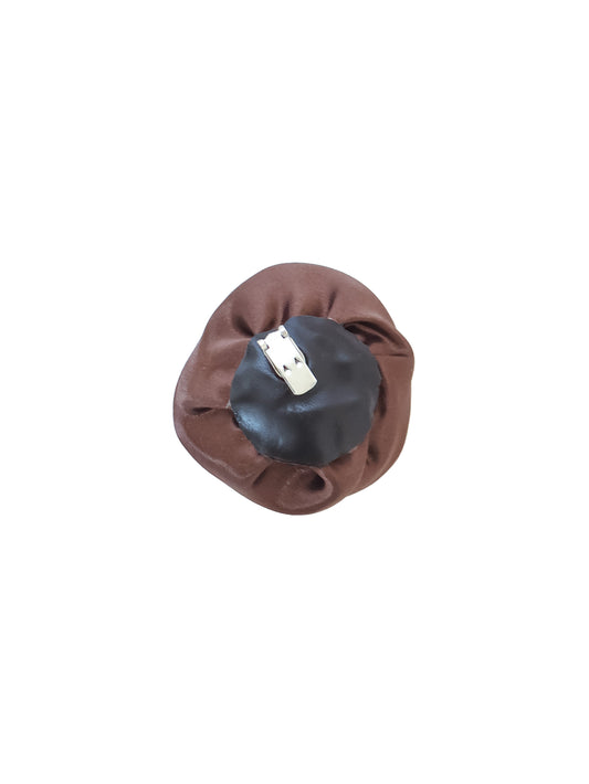 Brown satin rose clip