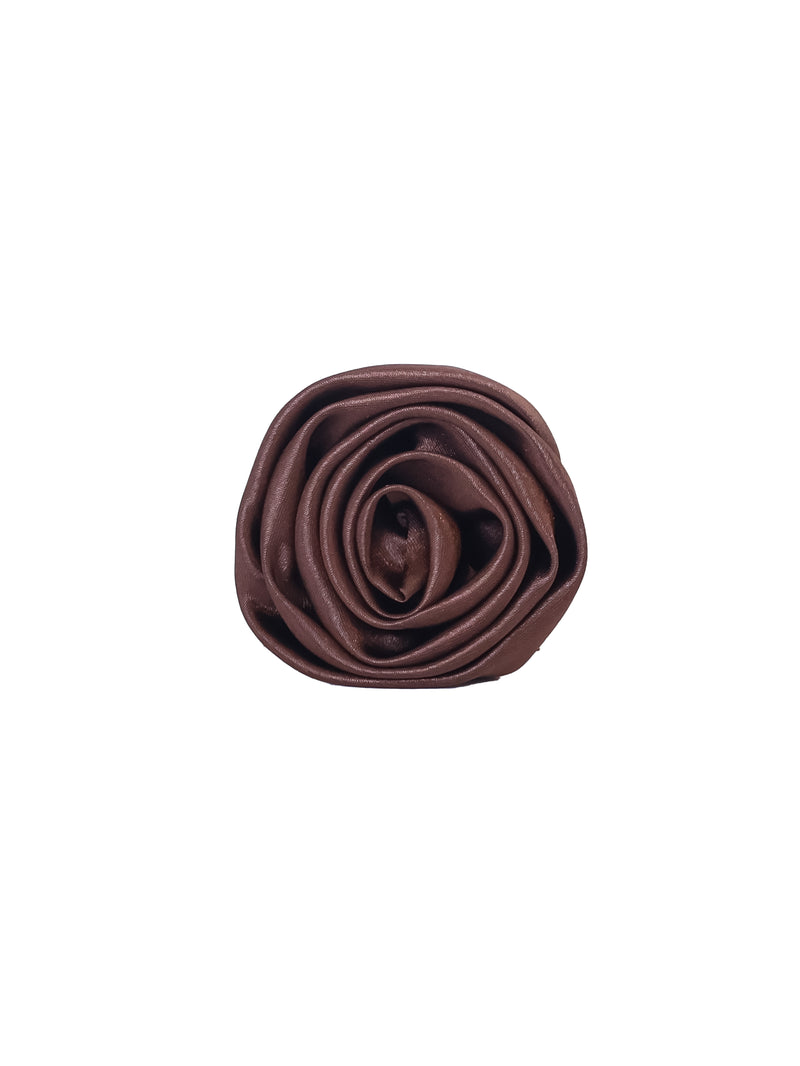 Brown satin rose clip
