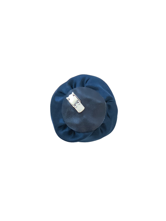 Navy satin rose clip