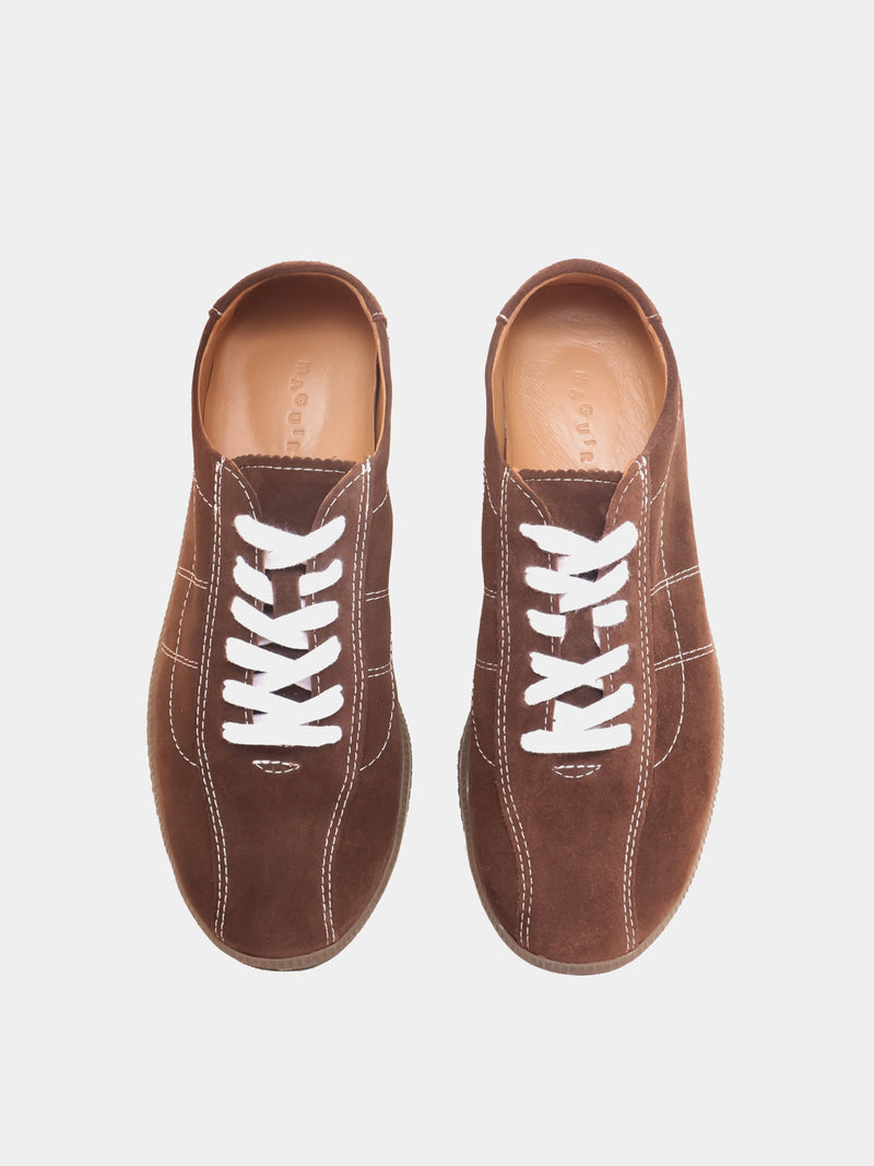 Brown suede low-profile sneaker
