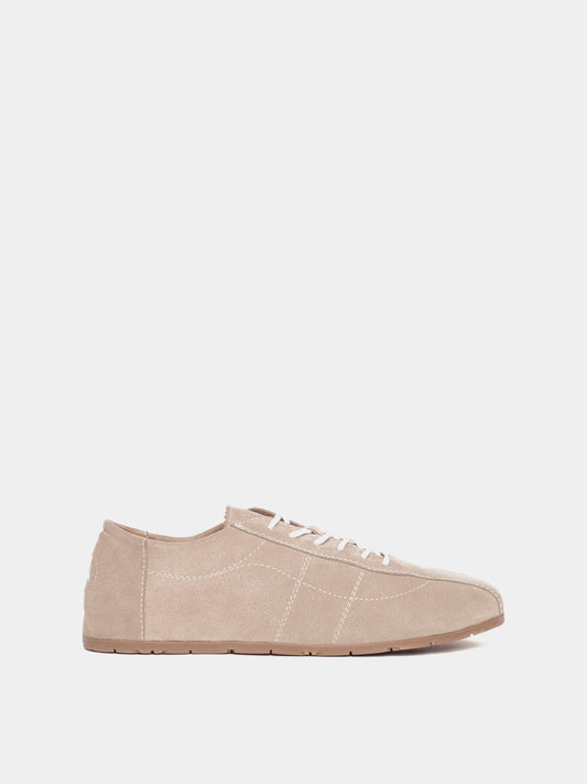 Sand suede low-profile sneaker