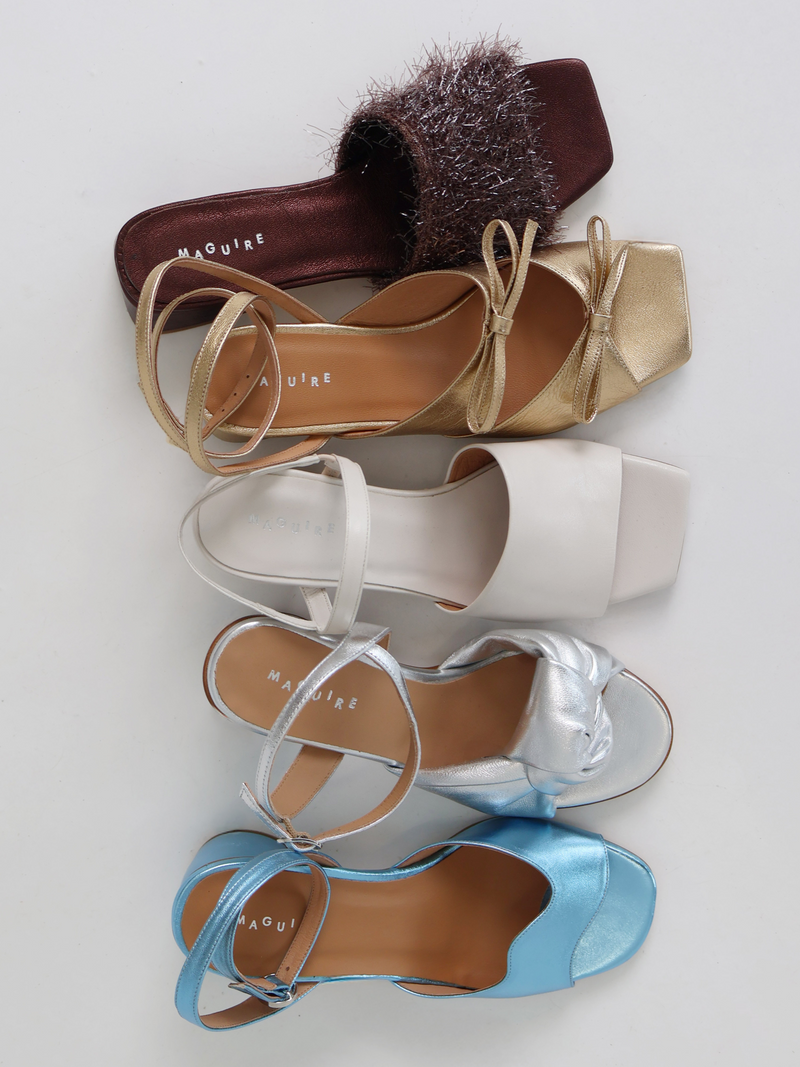 A picture with several occasion shoes with high heels.