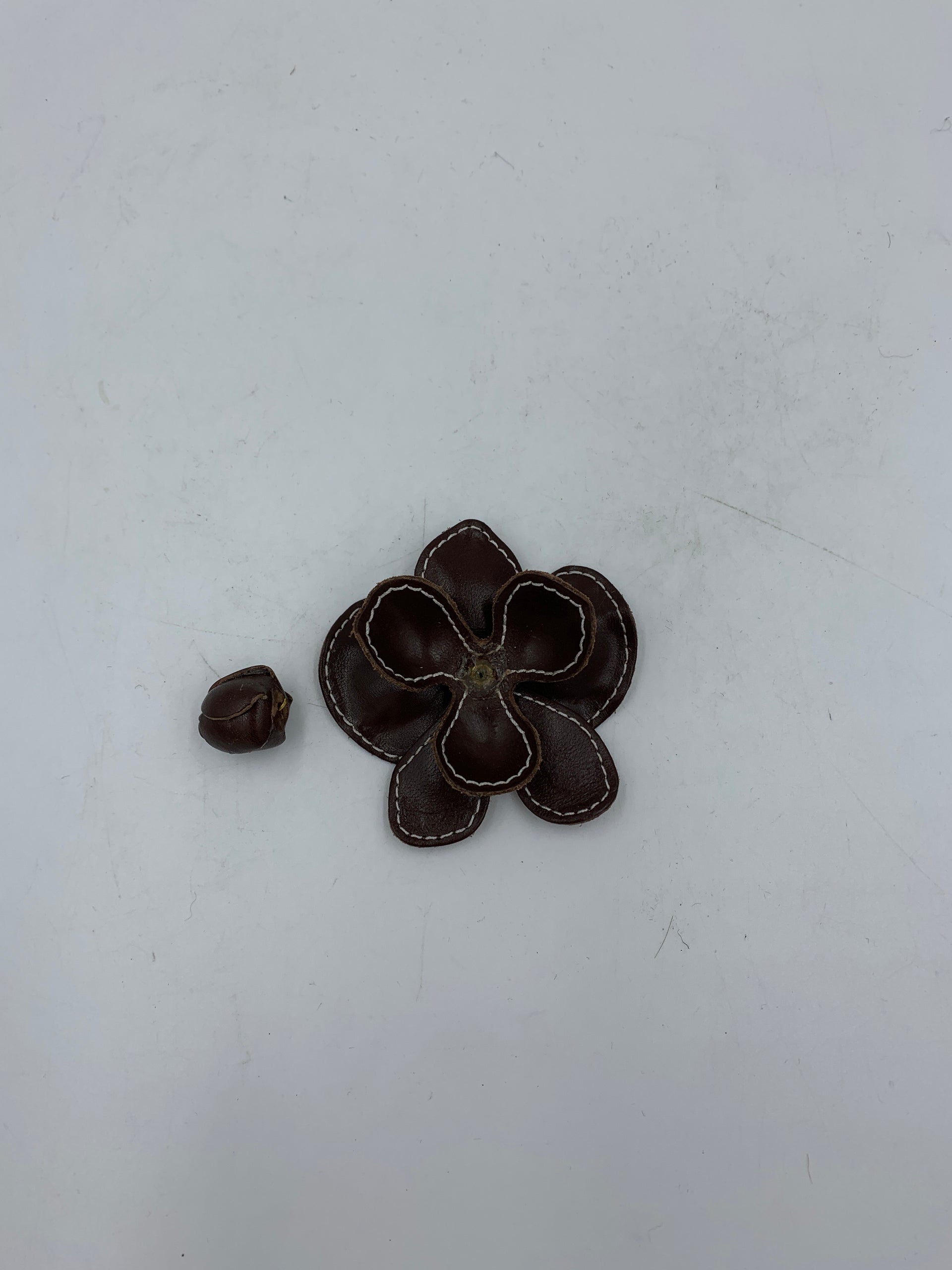 Imperfect Brown Stitch Flower Clip