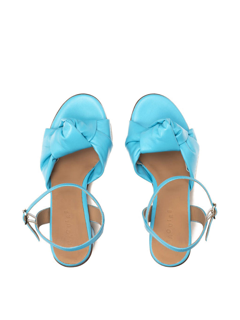 Azur block heel with ankle strap and knotted upper